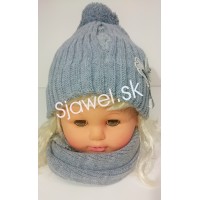 Detské čiapky dievčenské zimné + šálik - model 785 - a